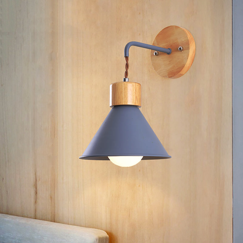 Frendorf | Trumpet Metalen Wandlamp Modernisme 1 Hoofd Grijs/Wit/Roze Muurbevestigde Verlichting voor Bedzijde