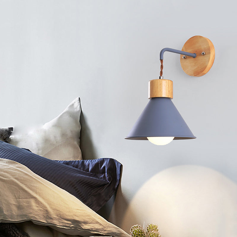 Frendorf | Trumpet Metalen Wandlamp Modernisme 1 Hoofd Grijs/Wit/Roze Muurbevestigde Verlichting voor Bedzijde