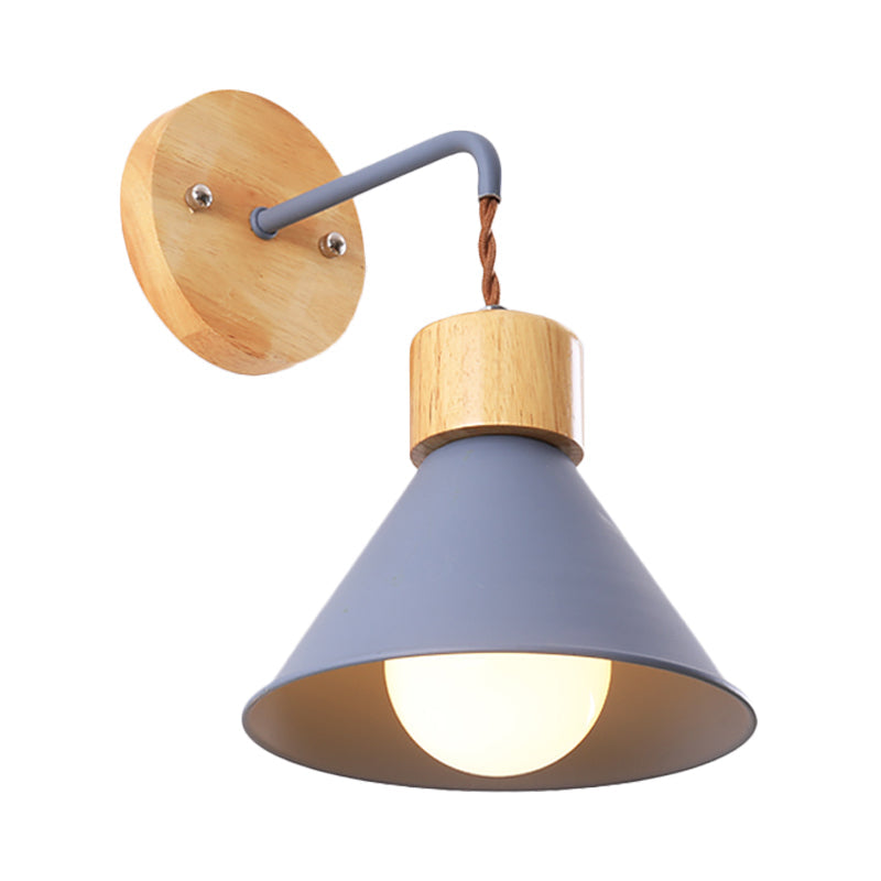 Frendorf | Trumpet Metalen Wandlamp Modernisme 1 Hoofd Grijs/Wit/Roze Muurbevestigde Verlichting voor Bedzijde