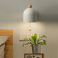 Frendorf | Tube Metalen Wandlamp Hedendaags 1 Kop Witte Wandlicht Armatuur met Swing Houten Arm en Trekketting
