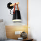 Frendorf | Metalen Kegel Wandlamp Modernist 1 Kop Wit/Zwart Wandverlichting Met Houten Arm