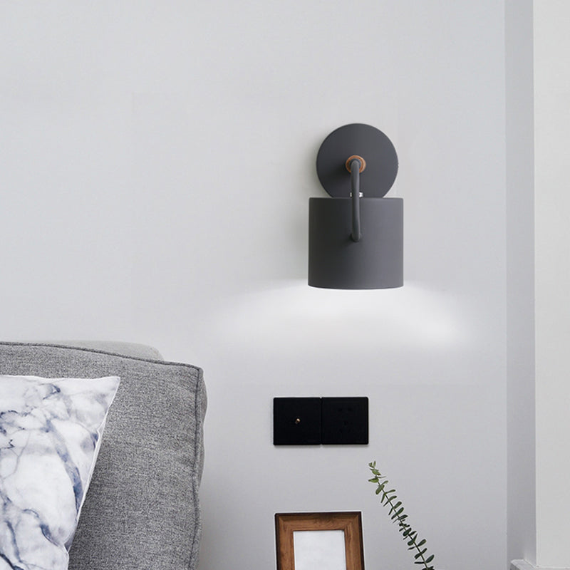 Frendorf | Zylinder Metall Wandleuchte Modernismus 1 Glühbirne Grau/Grün Wandmontierte Lampe mit Gebogener Arm