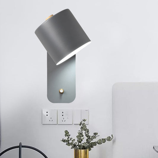 Frendorf | 1 Glühlampe Röhrenwand sconce Modernist Metall Wandbeleuchtung Fixture in Grau/Grün mit rechteckiger Rückwandplatte