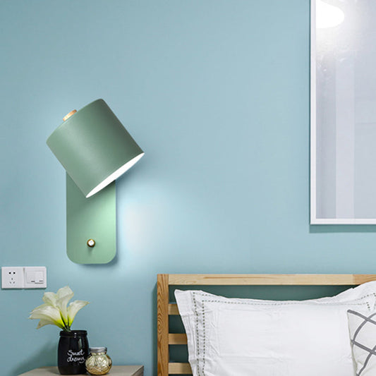 Frendorf | 1 Glühlampe Röhrenwand sconce Modernist Metall Wandbeleuchtung Fixture in Grau/Grün mit rechteckiger Rückwandplatte