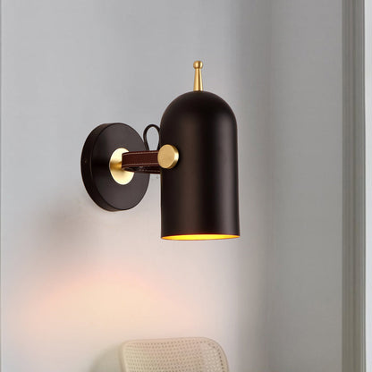 Frendorf | 1 Glühbirne Treppen Wandleuchte Moderne schwarze LED Wandbeleuchtung mit verlängertem Kuppel-Eisen-Schatten