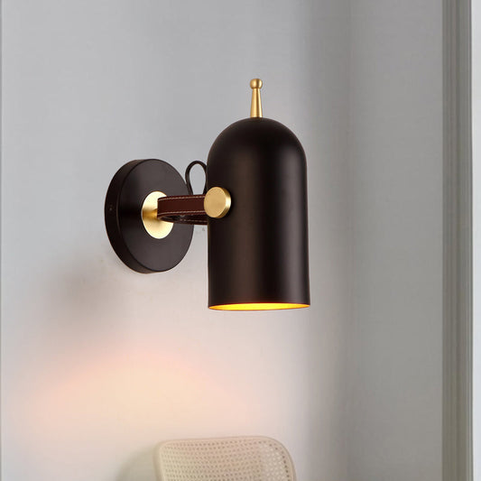 Frendorf | 1 Glühbirne Treppen Wandleuchte Moderne schwarze LED Wandbeleuchtung mit verlängertem Kuppel-Eisen-Schatten
