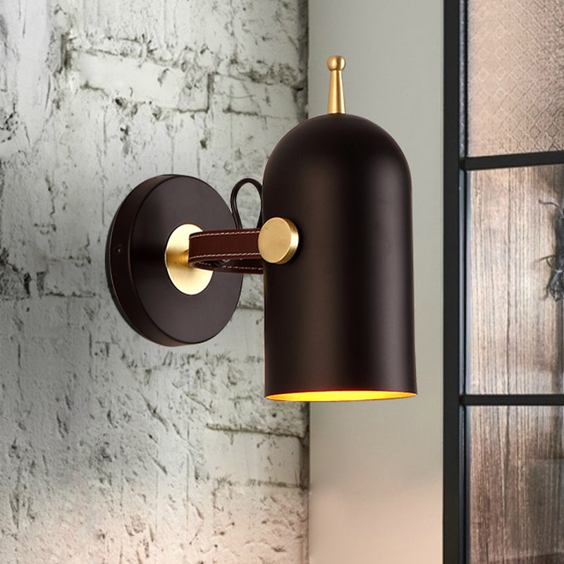 Frendorf | 1 Glühbirne Treppen Wandleuchte Moderne schwarze LED Wandbeleuchtung mit verlängertem Kuppel-Eisen-Schatten