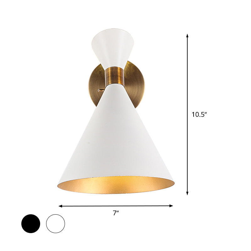 1 Kopf Restaurant Wand Sconce Moderne Schwarz/Weiß Wandmontage Lampe mit Ausgeflogenem Metallschirm
