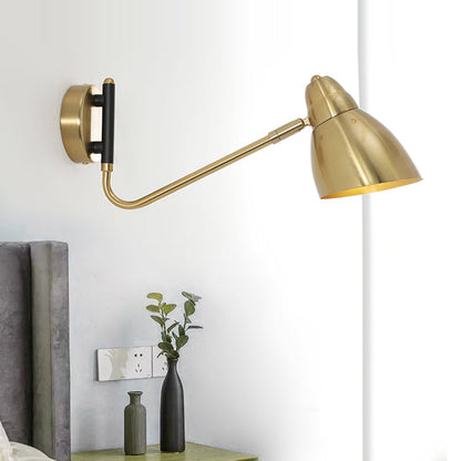 Frendorf | 1 Glühbirne Schlafzimmer Wandleuchte Zeitgenössische Gold Wandmontierte Beleuchtung mit Kuppel-Metallschirm
