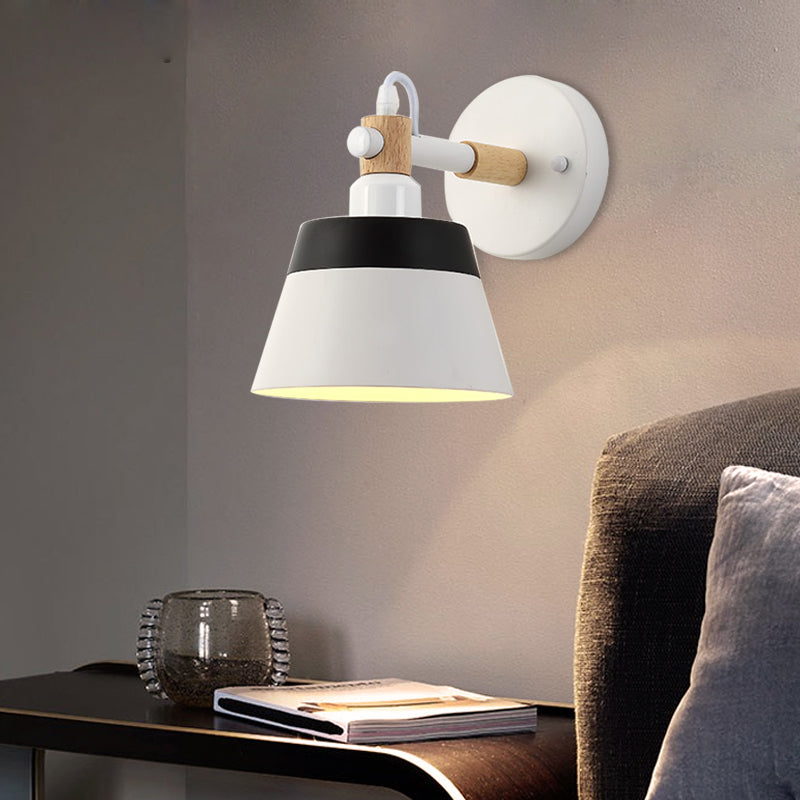 Frendorf | Asiatische Trommel Wandleuchte Holz 1 Bulb Schlafzimmer LED Wandmontage Licht in Weiß/Rosa