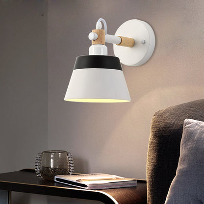 Frendorf | Asiatische Trommel Wandleuchte Holz 1 Bulb Schlafzimmer LED Wandmontage Licht in Weiß/Rosa