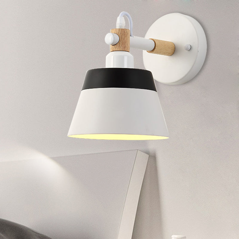 Frendorf | Asiatische Trommel Wandleuchte Holz 1 Bulb Schlafzimmer LED Wandmontage Licht in Weiß/Rosa