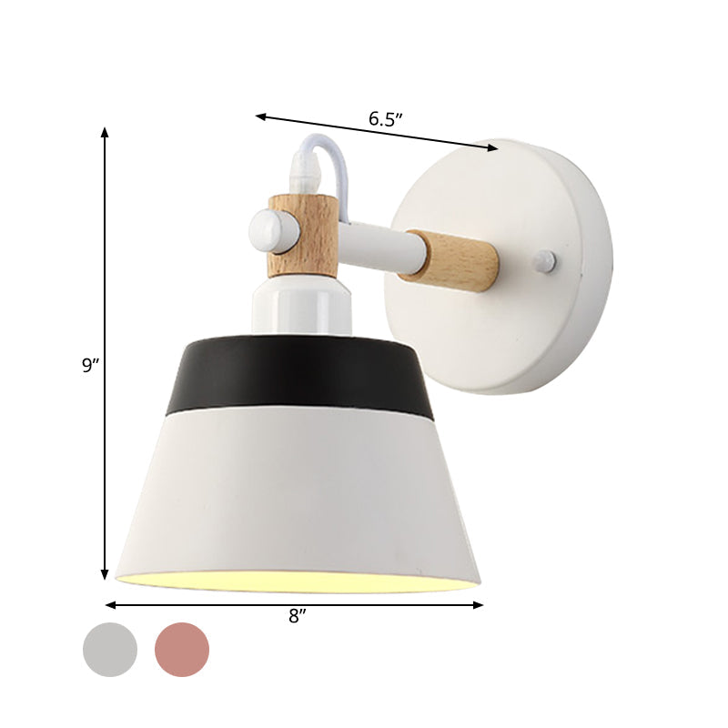 Frendorf | Asiatische Trommel Wandleuchte Holz 1 Bulb Schlafzimmer LED Wandmontage Licht in Weiß/Rosa