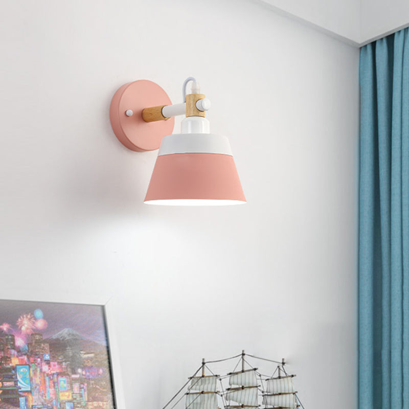 Frendorf | Asiatische Trommel Wandleuchte Holz 1 Bulb Schlafzimmer LED Wandmontage Licht in Weiß/Rosa