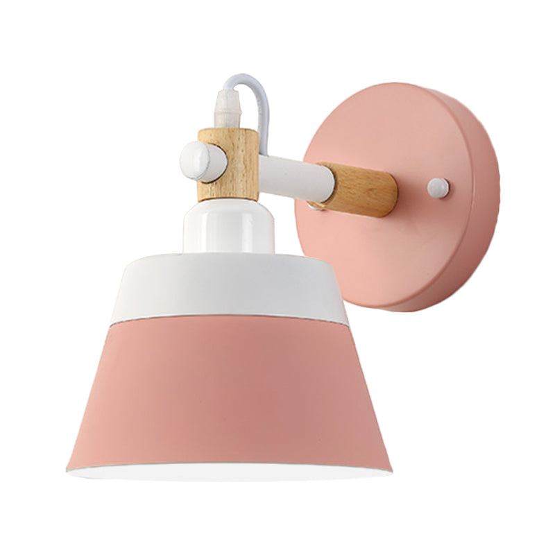Frendorf | Asiatische Trommel Wandleuchte Holz 1 Bulb Schlafzimmer LED Wandmontage Licht in Weiß/Rosa