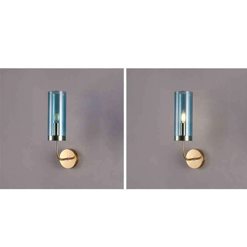 Frendorf | AstraGlas | Glas-Eisen Wandleuchte | 1- oder 2-flammig | Cognac & Hellblau