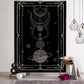 Verzauberung Tarot Wandteppich Kunst - Schwarze und Khaki Sonne, Mond, Stern Universum Geometrisches Design für Wohnheim und Wohnkultur