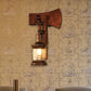 Rust Eins Licht Wandleuchte Küstliche Klare Glas Laterne Beleuchtung Fixture mit Holz Rückplatte