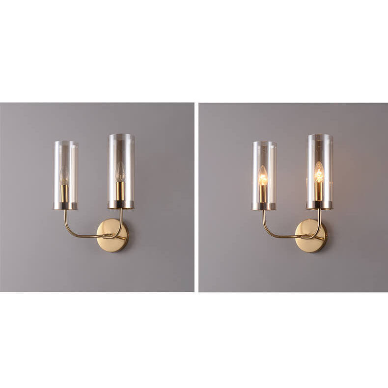 Frendorf | AstraGlas | Glas-Eisen Wandleuchte | 1- oder 2-flammig | Cognac & Hellblau