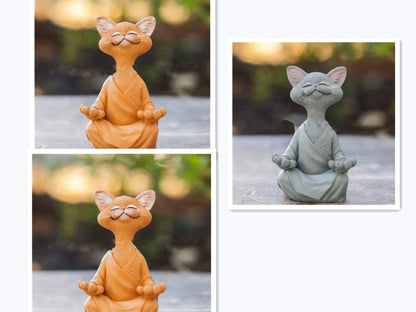 Verspielt Schwarze Buddha Katze Figur Meditation Yoga Sammlerstück Glückliche Katzen Dekor Zuhause Garten Dekoration Gartenornament
