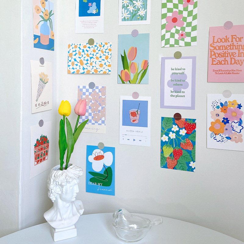 30 Stück Ästhetische Blumen Wanddekor Karten