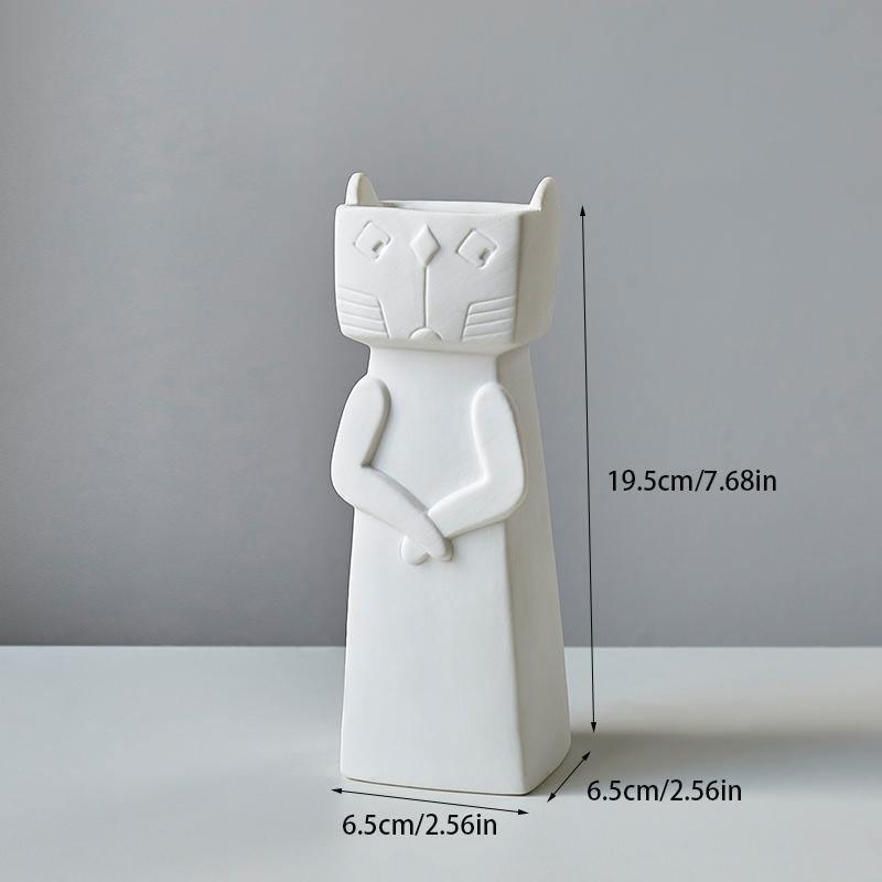 Frendorf | MeowNordic Katzen-Keramikvase | Skandinavisches Design | Verspielte Blumendekoration | Zwei Größen