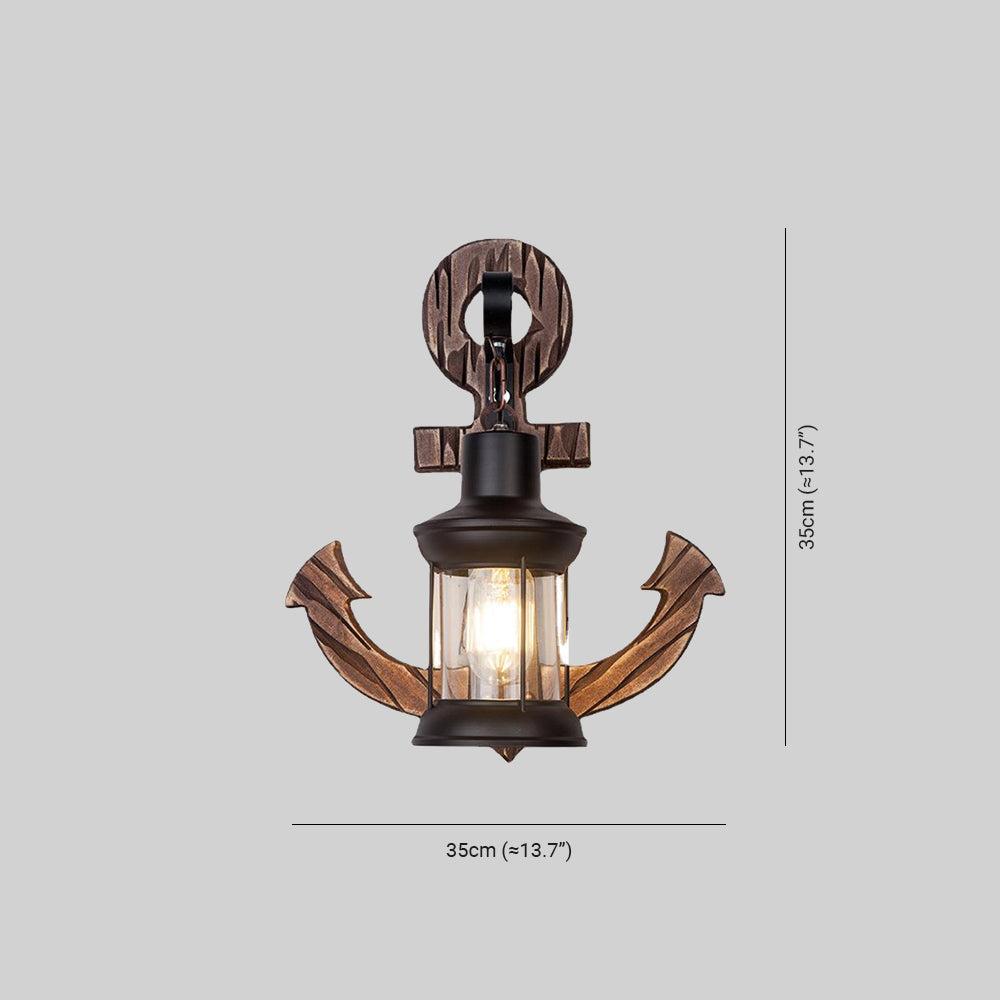Frendorf | Rustikale Holz-Anker Wandlampe mit Laterne