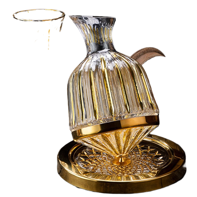360 Rotierender Weindekanter Becher 1500ml Dekanter Spender Kristallglasflasche Weinbelüfter Spiegelkanne Geschenk Bar Dekoration