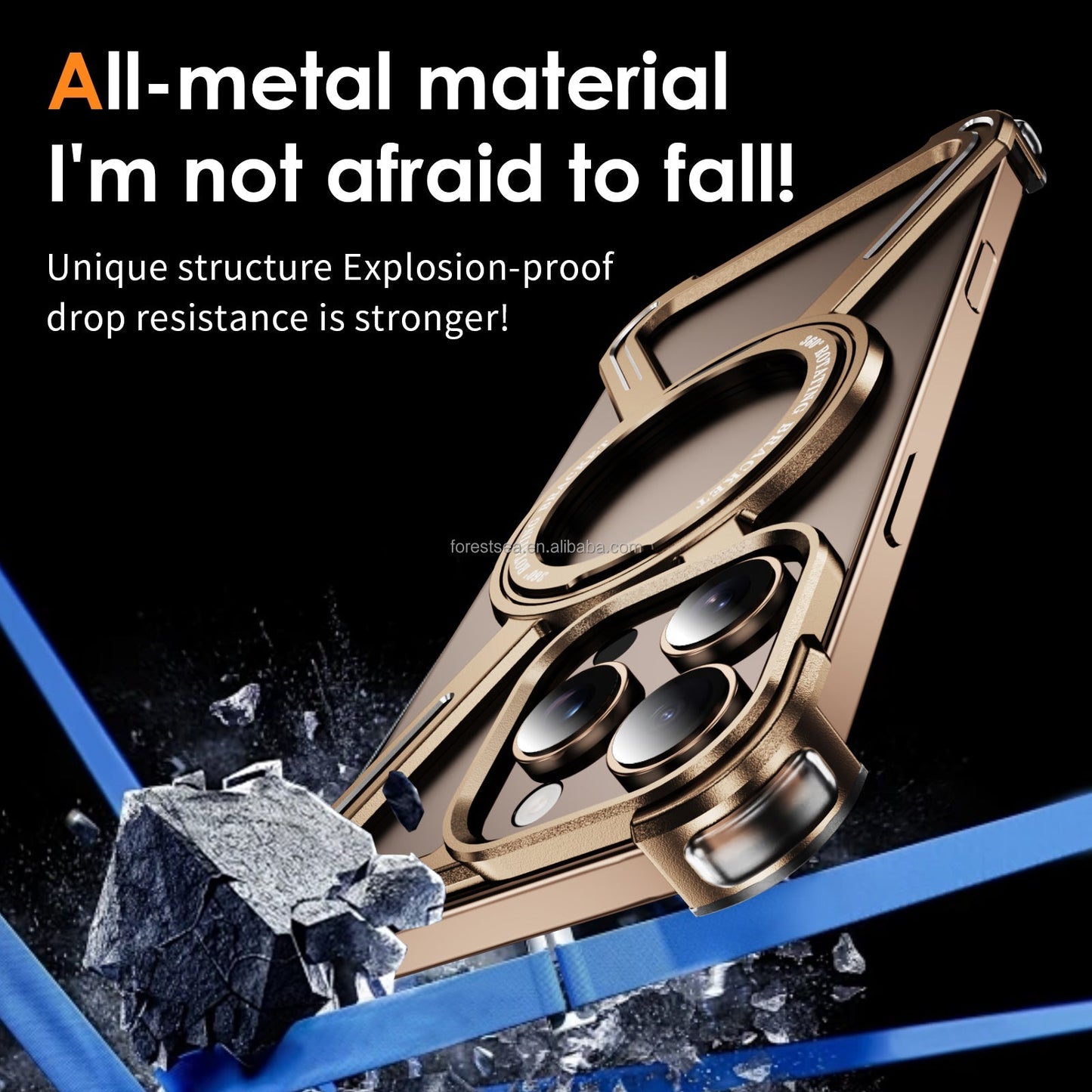 Frendorf | 360 Rotationshalter Wärmeableitung Einfaches Aluminiumlegierungsrahmenloses Magnetisches Handyhülle für iPhone