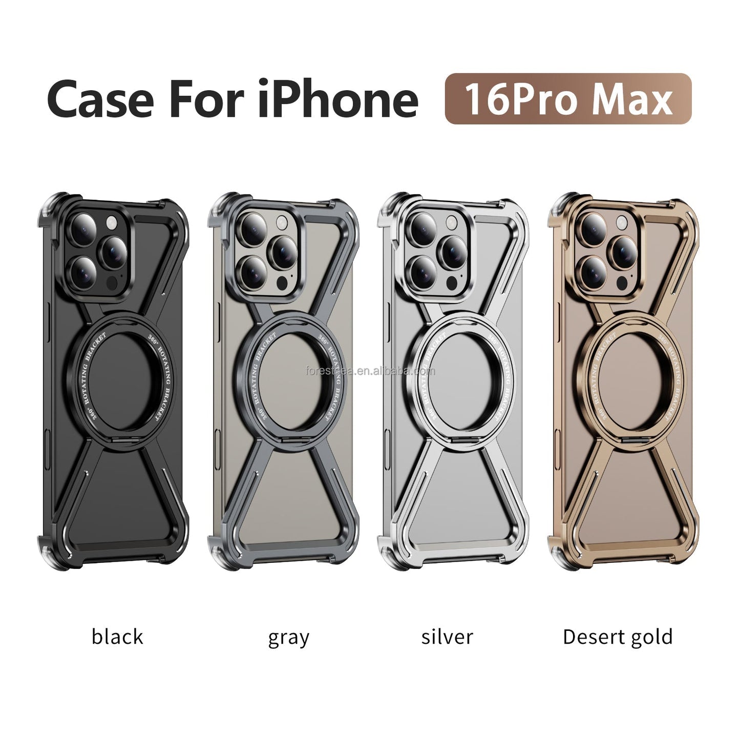 Frendorf | 360 Rotationshalter Wärmeableitung Einfaches Aluminiumlegierungsrahmenloses Magnetisches Handyhülle für iPhone