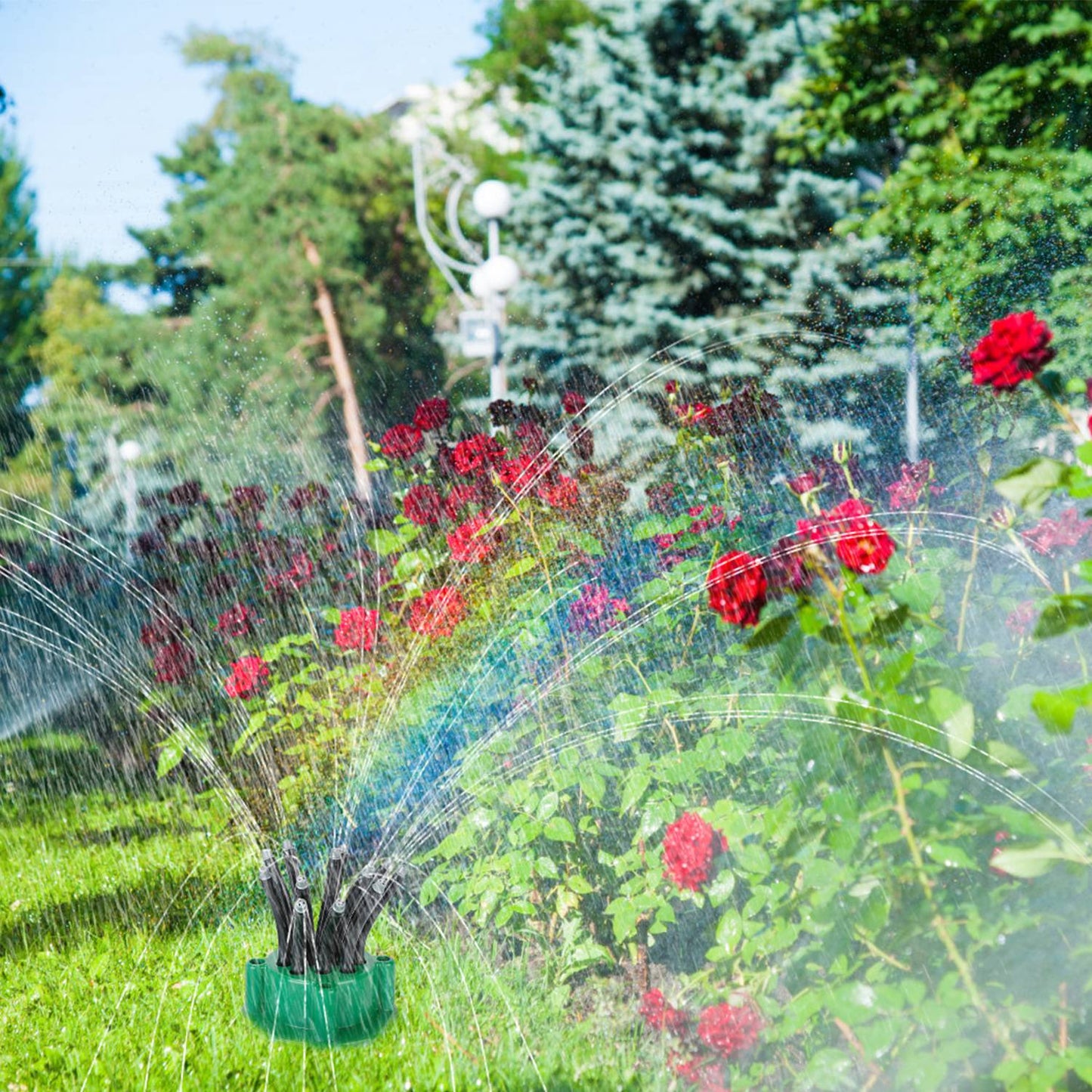Frendorf | 360° Flexibler Rasenregner Automatisch 12 Rohre Garten Bewässerung Sprinkler