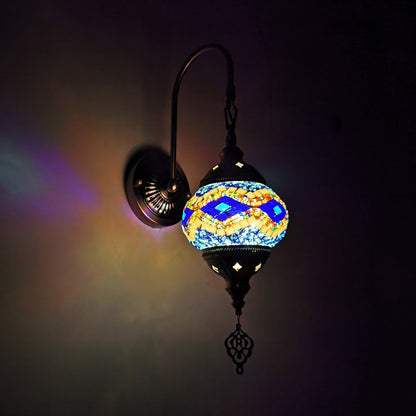 Frendorf | Orb Restaurant Wand Sconces Licht Traditionalisme Gehard Glas 1 Kop Geel/Goud/Meerblauw Wandverlichtingsarmatuur