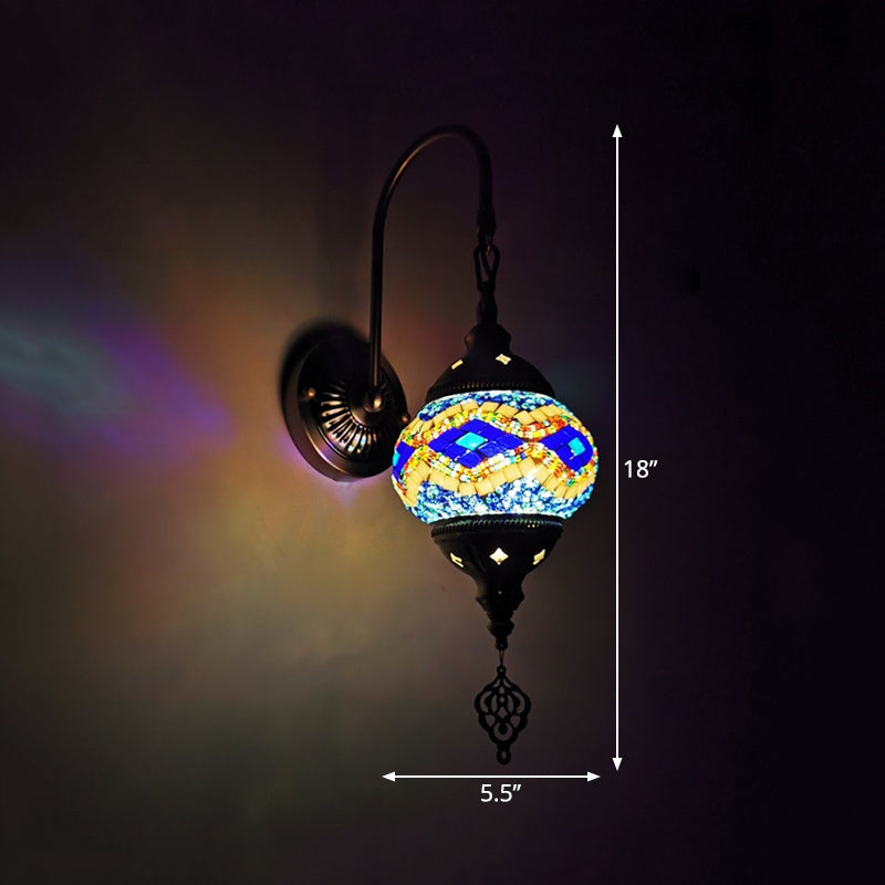 Frendorf | Orb Restaurant Wand Sconces Licht Traditionalisme Gehard Glas 1 Kop Geel/Goud/Meerblauw Wandverlichtingsarmatuur