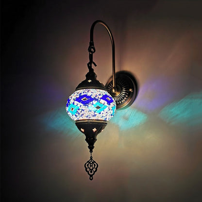 Frendorf | Orb Restaurant Wand Sconces Licht Traditionalisme Gehard Glas 1 Kop Geel/Goud/Meerblauw Wandverlichtingsarmatuur