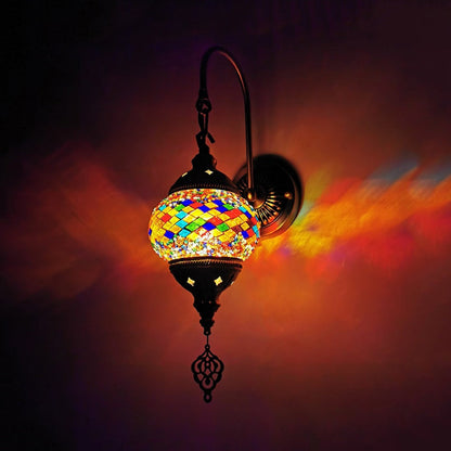 Frendorf | Orb Restaurant Wand Sconces Licht Traditionalisme Gehard Glas 1 Kop Geel/Goud/Meerblauw Wandverlichtingsarmatuur