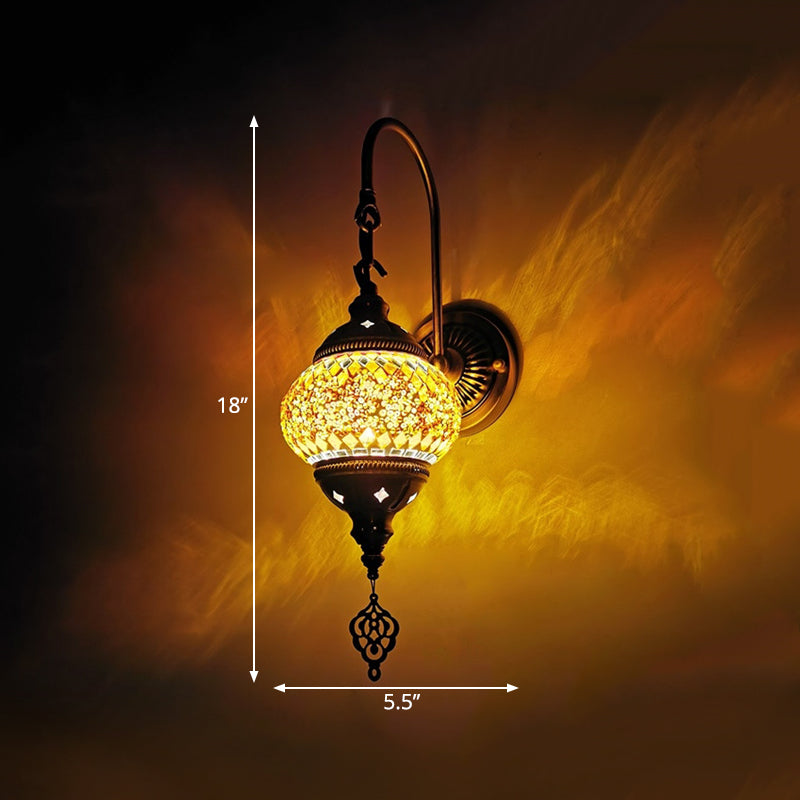 Frendorf | Orb Restaurant Wand Sconces Licht Traditionalisme Gehard Glas 1 Kop Geel/Goud/Meerblauw Wandverlichtingsarmatuur