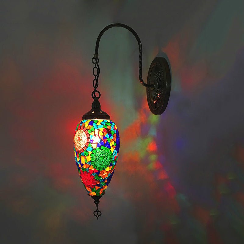 Frendorf | 1 Licht Geschnittenes Glas Wandbeleuchtung Traditionell Rot/Orange/Grün Tropfenförmige Wohnzimmer Wandleuchte Armatur