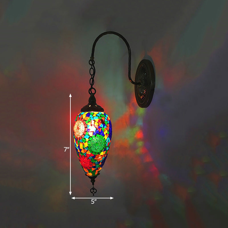 Frendorf | 1 Licht Geschnittenes Glas Wandbeleuchtung Traditionell Rot/Orange/Grün Tropfenförmige Wohnzimmer Wandleuchte Armatur