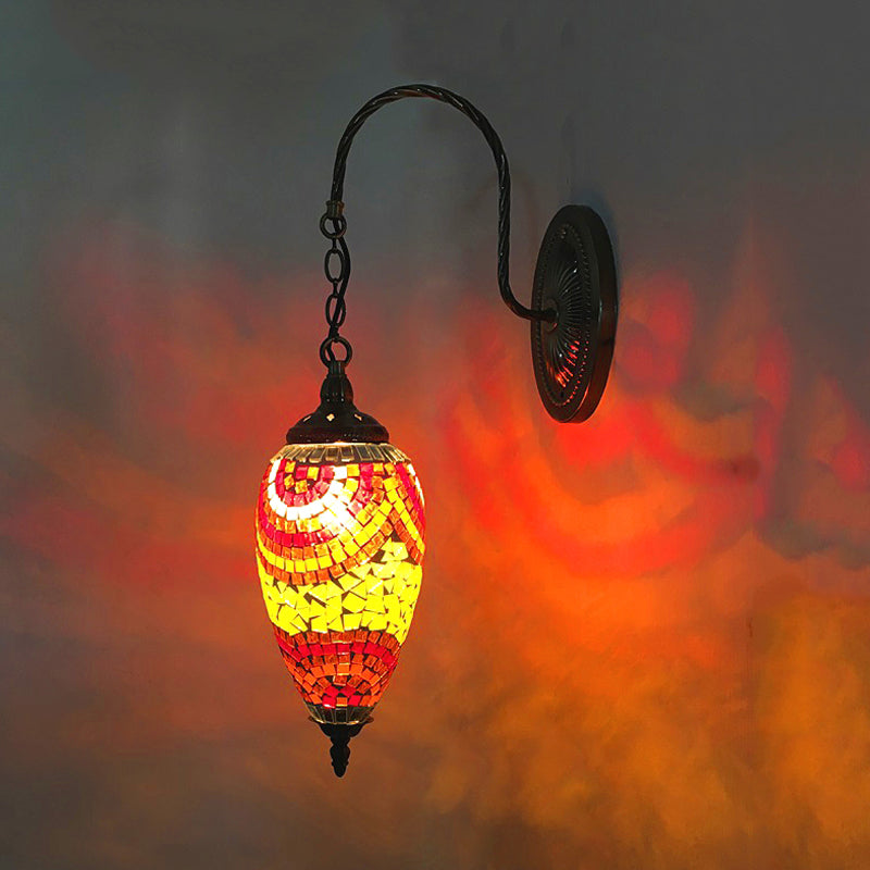 Frendorf | 1 Licht Geschnittenes Glas Wandbeleuchtung Traditionell Rot/Orange/Grün Tropfenförmige Wohnzimmer Wandleuchte Armatur
