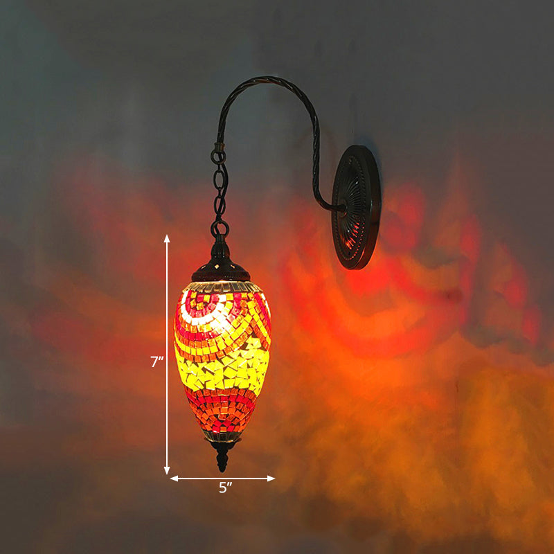 Frendorf | 1 Licht Geschnittenes Glas Wandbeleuchtung Traditionell Rot/Orange/Grün Tropfenförmige Wohnzimmer Wandleuchte Armatur