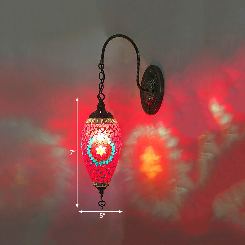 Frendorf | 1 Licht Geschnittenes Glas Wandbeleuchtung Traditionell Rot/Orange/Grün Tropfenförmige Wohnzimmer Wandleuchte Armatur