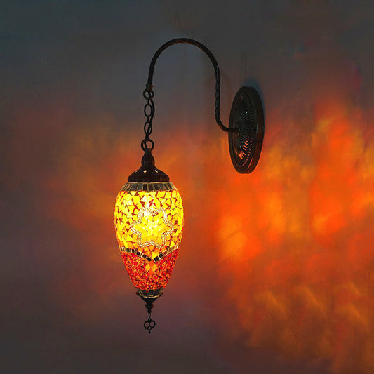 Frendorf | 1 Licht Geschnittenes Glas Wandbeleuchtung Traditionell Rot/Orange/Grün Tropfenförmige Wohnzimmer Wandleuchte Armatur