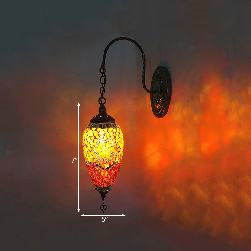 Frendorf | 1 Licht Geschnittenes Glas Wandbeleuchtung Traditionell Rot/Orange/Grün Tropfenförmige Wohnzimmer Wandleuchte Armatur