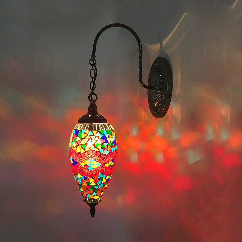 Frendorf | 1 Licht Geschnittenes Glas Wandbeleuchtung Traditionell Rot/Orange/Grün Tropfenförmige Wohnzimmer Wandleuchte Armatur