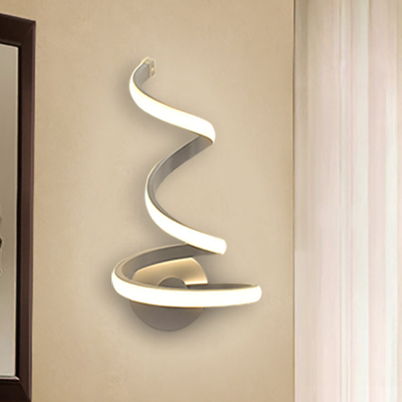 Frendorf | LED Esszimmer Wandleuchte Modernistische weiße Wandmontierte Lampe mit spiralförmigem Acrylschirm