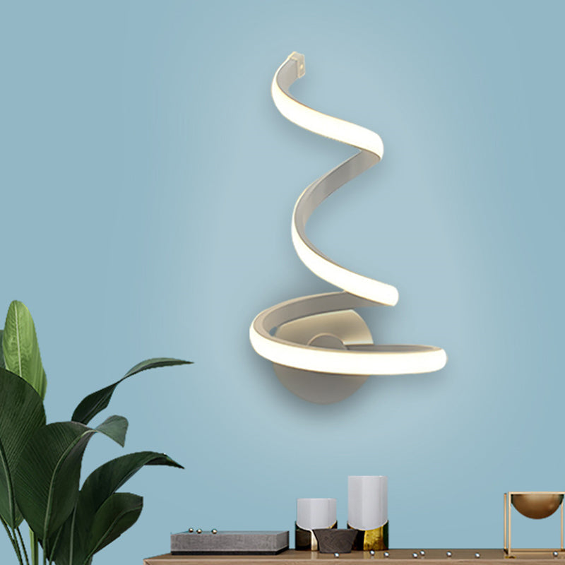 Frendorf | LED Esszimmer Wandleuchte Modernistische weiße Wandmontierte Lampe mit spiralförmigem Acrylschirm