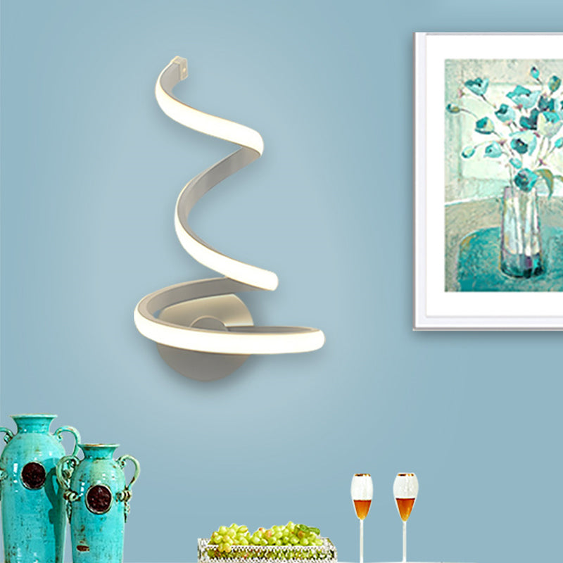 Frendorf | LED Esszimmer Wandleuchte Modernistische weiße Wandmontierte Lampe mit spiralförmigem Acrylschirm