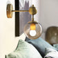 Frendorf | 1/2-Head Global Wandmontage Licht mit Amber Glas Schirm Modernistische Wandlampe Beleuchtung in Gold für Schlafzimmer