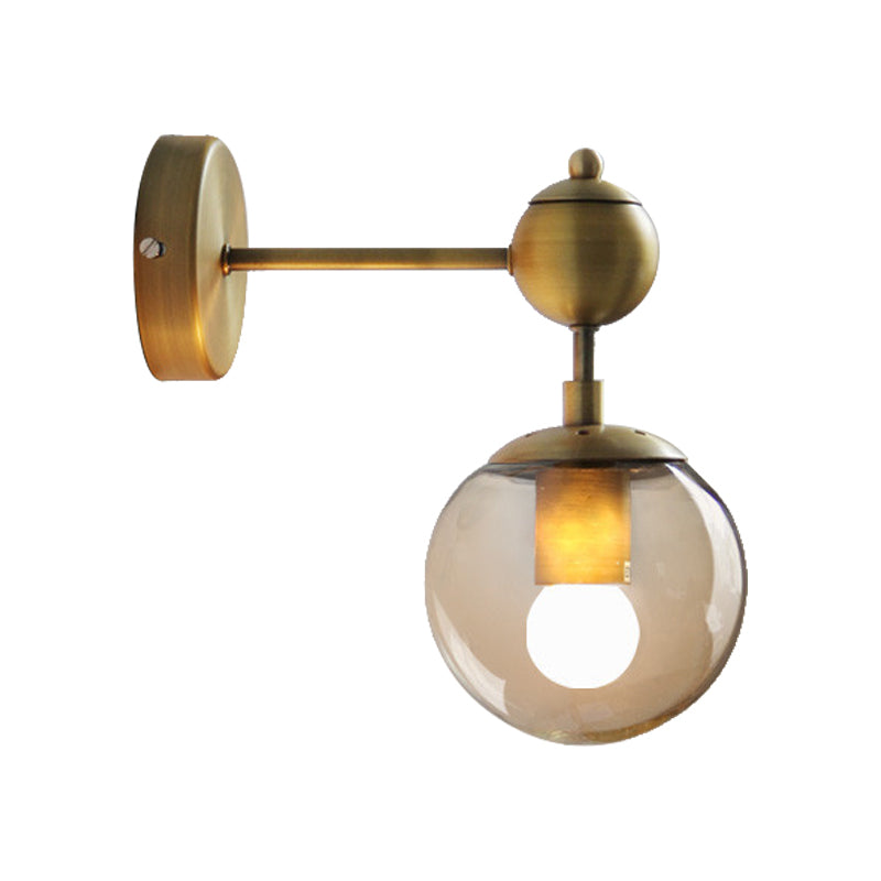 Frendorf | 1/2-Head Global Wandmontage Licht mit Amber Glas Schirm Modernistische Wandlampe Beleuchtung in Gold für Schlafzimmer