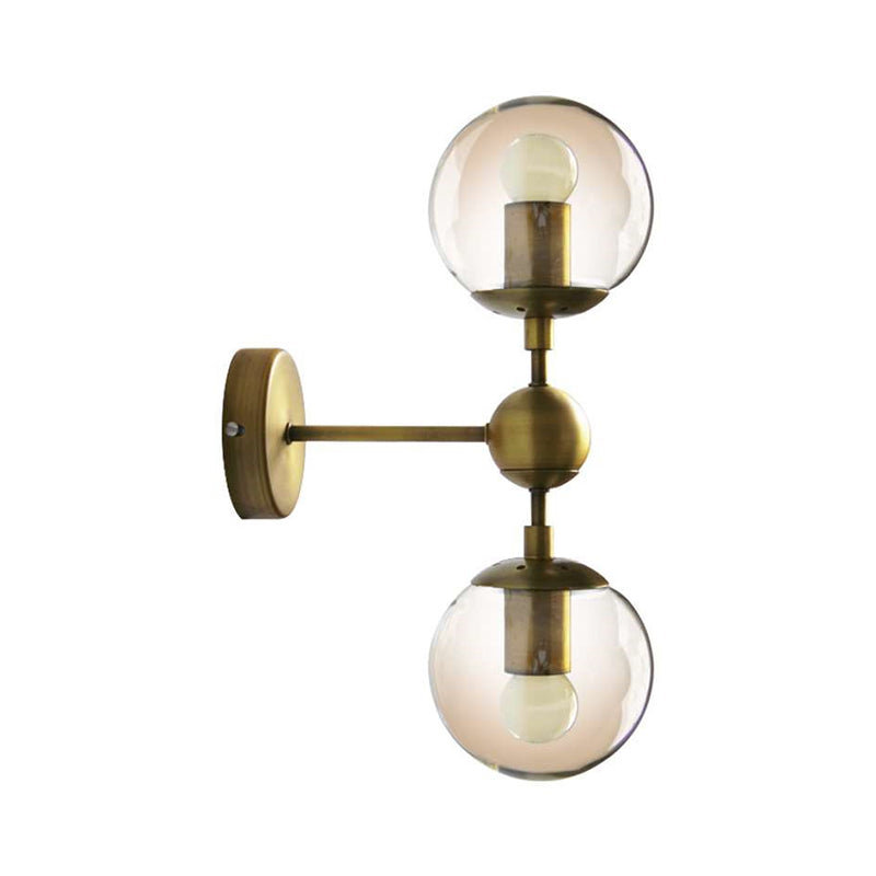 Frendorf | 1/2-Head Global Wandmontage Licht mit Amber Glas Schirm Modernistische Wandlampe Beleuchtung in Gold für Schlafzimmer